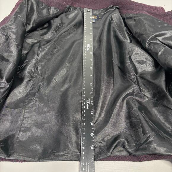 Pendleton Wool Blend Jacket Petite 14 Maroon Plum Herringbone Blazer Lined - Picture 6 of 9